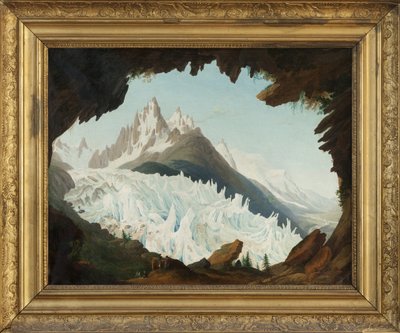 Widok na Alpy zaczerpnięty ze skarbca o nazwie Chapeau of the Woods Glacier (olej na płótnie) autorstwa Jean Antoine Linck