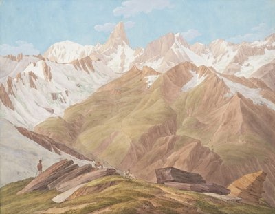Widok na masyw Mont Blanc w pobliżu Petit Jorasse, Grand Jorasse, le..., koniec XVIII-XIX w. autorstwa Jean Antoine Linck