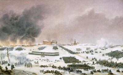 Kampania prusko-polska (1806-1807) - Simeon Jean Antoine Fort (1793-1861): Bitwa pod Eylau, atak na cmentarz 7 lutego 1807, Musee de la Histoire de France, Chateau de Versailles autorstwa Jean Antoine Simeon Fort
