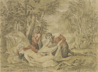 Dwóch satyrów szpieguje śpiącą nimfę autorstwa Jean Antoine Watteau (rejected attribution)
