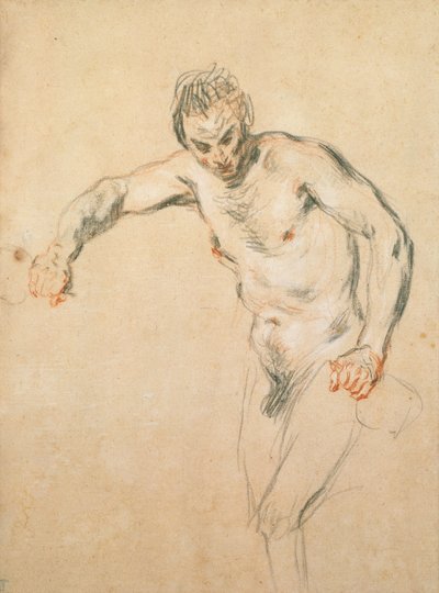 Satyr nalewający wino, ok. 1716 (kreda na papierze) autorstwa Jean Antoine Watteau
