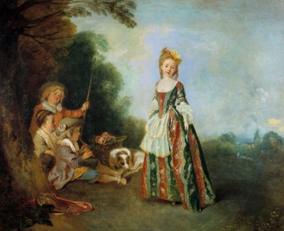 Taniec Malarstwo Jeana Antoine Watteau (1684-1721) 1716-1718 Nd. 0,97 x 1,1 m Berlina. Państwowe Muzeum autorstwa Jean Antoine Watteau
