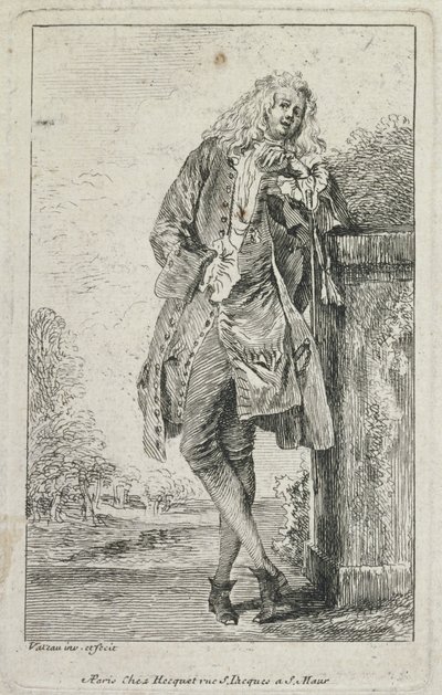 Figurki mody: Mężczyzna stojący Acconde autorstwa Jean Antoine Watteau