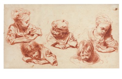 Pięć badań dzieci autorstwa Jean Antoine Watteau