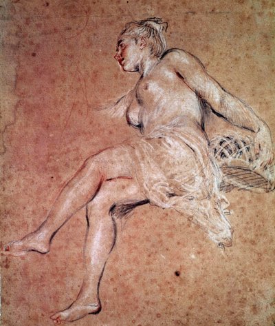 Flora Alegoria lata. Krew i czarny ołówek Jean Antoine Watteau autorstwa Jean Antoine Watteau