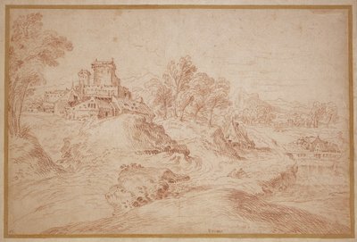 Krajobraz z zamkiem, 1716-18 autorstwa Jean Antoine Watteau