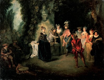 Miłość w teatrze francuskim Jean-Antoine Watteau (1684-1721), olej na płótnie, 37x48 cm autorstwa Jean Antoine Watteau