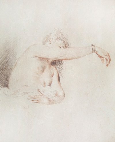 Naga kobieta z uniesioną ręką autorstwa Jean Antoine Watteau