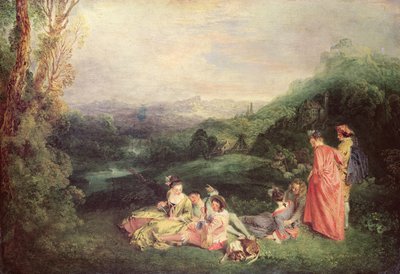 Spokojna miłość, ok. 1718-19 autorstwa Jean Antoine Watteau