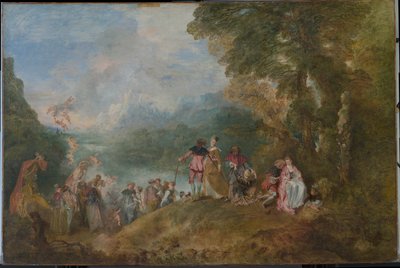 Pielgrzymka do Cythery Zaokrętowanie na Cytherę, 1717 autorstwa Jean Antoine Watteau