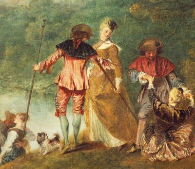 Pielgrzymka na Wyspę Cythery, znaną jako Zaokrętowanie Cythery (Cythere) autorstwa Jean Antoine Watteau