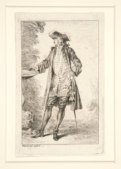 Talerz z serii Figures de mode (Figurki mody) autorstwa Jean Antoine Watteau