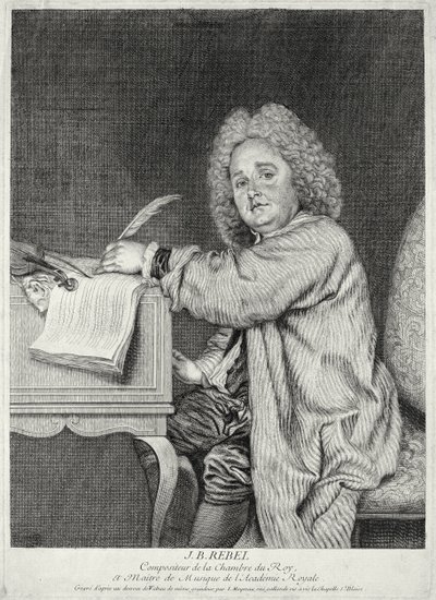 Portret Jean-Ferry Rebel (1666-1747) grawerowany przez Moyreau autorstwa Jean Antoine Watteau