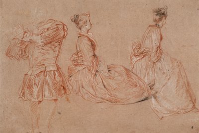 Studia flecistki i dwóch kobiet, 1717 autorstwa Jean Antoine Watteau