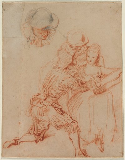 Studium dla „Romansa” autorstwa Jean Antoine Watteau