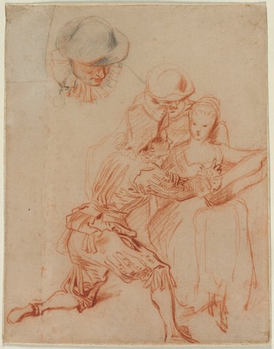 Studium do Romansa Le Conteur, ok. 1930. 1716. autorstwa Jean Antoine Watteau