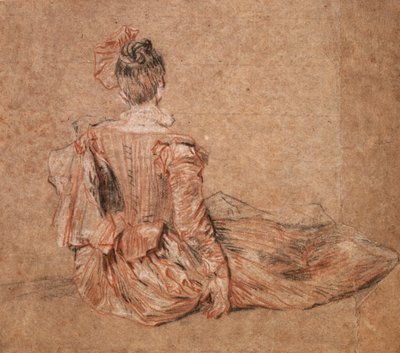 Studium kobiety widziane od tyłu przez Jean-Antoine Watteau, 1716-1718. autorstwa Jean Antoine Watteau