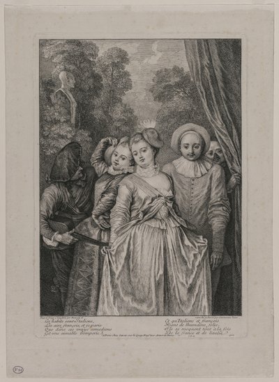 Ubrania są włoskie autorstwa Jean Antoine Watteau