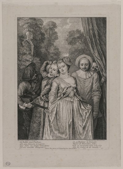 Ubrania są włoskie, 1715-1716. autorstwa Jean Antoine Watteau