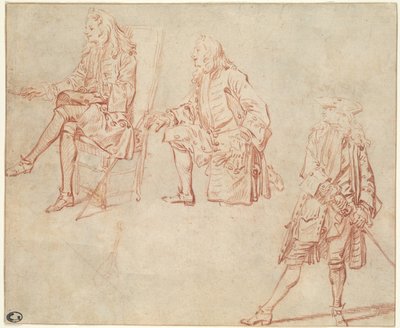 Trzy studia dżentelmena autorstwa Jean Antoine Watteau
