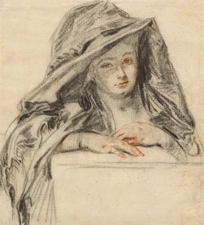 Kobieta w czerni, ok. 1719 autorstwa Jean Antoine Watteau
