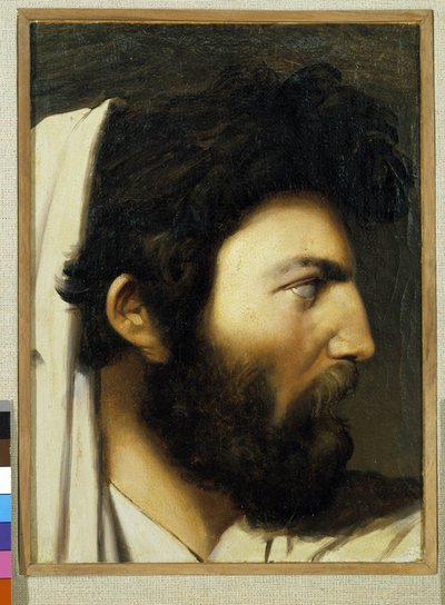 Portret mężczyzny z profilu. Anonimowe malowanie. Musee Granet, Aix en Provence autorstwa Jean Auguste Dominique (after) Ingres