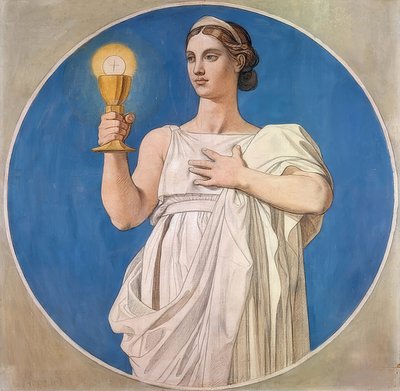 Wiara. Pudełko kartonowe na witraże kaplicy św. Ferdynanda. 1842 autorstwa Jean Auguste Dominique Ingres