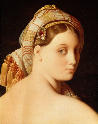Wielka Odaliska. Szczegół twarzy autorstwa Jean Auguste Dominique Ingres