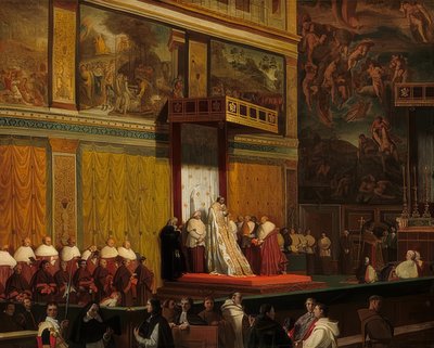 Papież Pius VII w Kaplicy Sykstyńskiej. 1814 autorstwa Jean Auguste Dominique Ingres