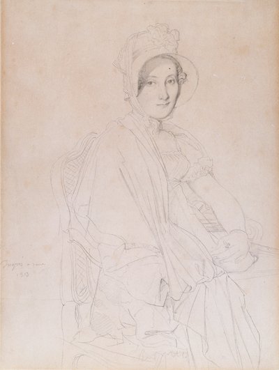 Portret Marii Marcoz, późniejszej wicehrabiny Senonnes de Senonnes, 1813 (grafitowy ołówek na tkanym papierze) autorstwa Jean Auguste Dominique Ingres