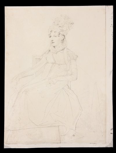 Portret królowej Karoliny Murat (ołówek na papierze) autorstwa Jean Auguste Dominique Ingres