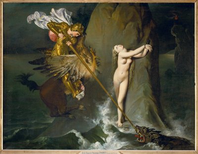 Roger i Angelique, scena z filmu Ariosta Orlando ... autorstwa Jean Auguste Dominique Ingres