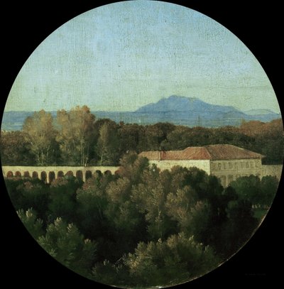 Pejzaż rzymski z akuaduktem Willi Borghese, 1807 r. autorstwa Jean Auguste Dominique Ingres