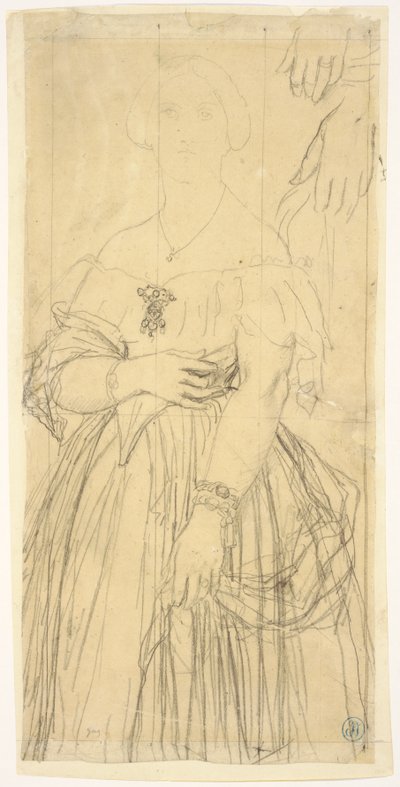Studium sukni i dłoni Madame Moitessier autorstwa Jean Auguste Dominique Ingres