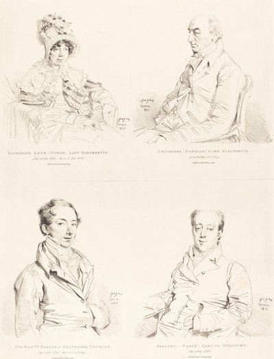 Sylvester (Douglas) Lord Glenbervie; Katherine Anne (Północ) Glenbervie; Frederic (Północny) hrabia Guilford; Frederic Sylvester Douglas autorstwa Jean Auguste Dominique Ingres