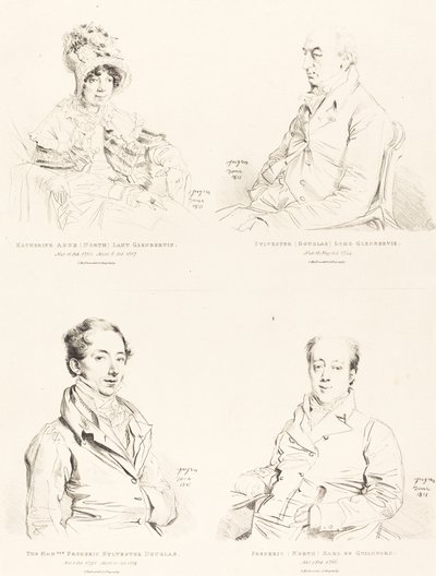 Sylvester (Douglas) Lord Glenbervie; Katherine Anne (północ) Glenbervie; Frederic (Północny) hrabia Guilford; Frederic Sylvester Douglas autorstwa Jean Auguste Dominique Ingres
