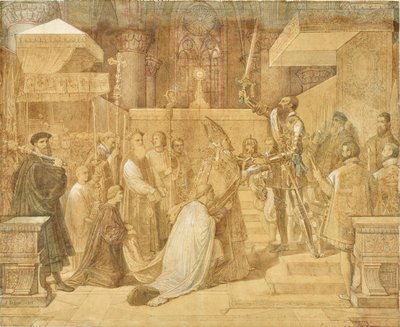 Książę Alby przyjmujący błogosławieństwo papieża w katedrze Sainte-Gudule w Brukseli autorstwa Jean Auguste Dominique Ingres