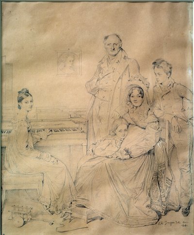 Rodzina Stamaty Portret rodziny wokół Constantina Stamaty, pochodzenia greckiego, byłego tajnego agenta w służbie rewolucyjnej Francji, potem konsula Francji w Civitavecchia. Rysowanie kopalni ołowiu – Jean Auguste Dominique Ingres (1780-1867) 1818 autorstwa Jean Auguste Dominique Ingres