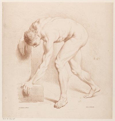 Zakrzywiony nagi mężczyzna autorstwa Jean Augustin Daiwaille