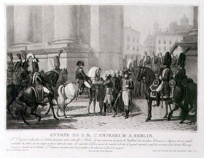 Wejście Napoleona do Berlina w październiku 1806, rytowane przez Louisa Jeana Allaisa (1762-1833) (lito) autorstwa Jean Baptiste (after) Debret