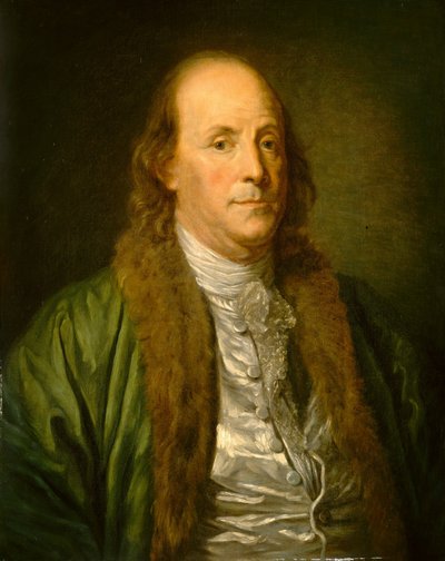Benjamin Franklin (olej na płótnie) autorstwa Jean Baptiste (after) Greuze