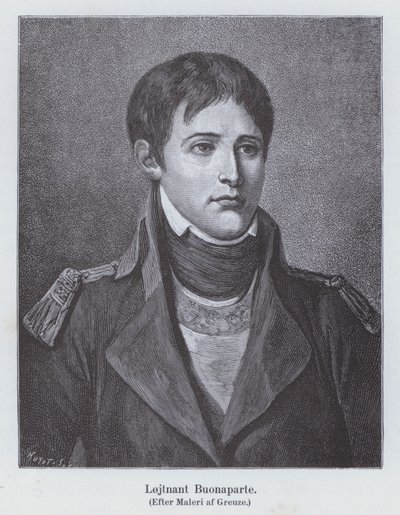 Napoleon Bonaparte jako młody porucznik artylerii, ok. 1785 (lito) autorstwa Jean Baptiste (after) Greuze