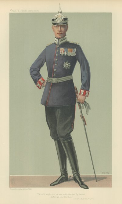 HRH The Crown Prince of Niemcy (kolor Litho) autorstwa Jean Baptiste (after) Guth
