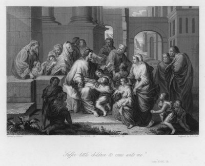 Chrystus błogosławi małe dzieci, Łukasza XVIII autorstwa Jean Baptiste (after) Jouvenet