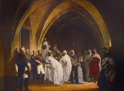 Prezydent księcia republikańskiego Ludwika Napoleona (1808-1873) uwalnia Abd el Kadera, zamek Amboise, 16 października autorstwa Jean Baptiste Ange Tissier