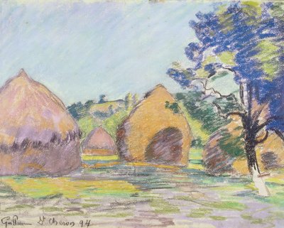 Stogi siana w Saint-Cheron (pastel na papierze) autorstwa Jean Baptiste Armand Guillaumin