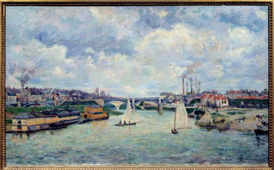 Port Charenton. Widok na miasto Charenton-le-Pont autorstwa Jean Baptiste Armand Guillaumin