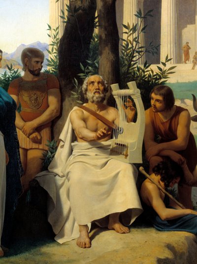 Homere, grecki poeta z IX wieku p.n.e. Fragment obrazu Jean-Baptiste Auguste Leloir (1809-1892) Musee du Louvre. autorstwa Jean Baptiste Auguste Leloir