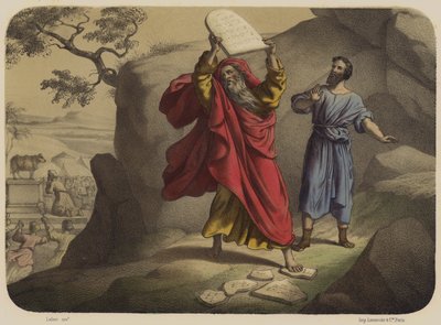 Mojżesz łamie tablice Prawa autorstwa Jean Baptiste Auguste Leloir
