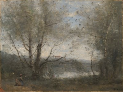 Staw widziany przez drzewa autorstwa Jean Baptiste Camille Corot